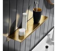 RBUDSPOLF Multifunctional Shower Caddy Bathroom Shelf Floating Shelves Word Partition Shelf Brass Brushed Mirror Front Storage Rack Wall Mounted Indoor Cosmetics Shelf Rack/40Cm