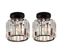 RBUDSPOLF Pendant Light Chandelier 2 Packs Ceiling Lamp Flush Mount Close to Ceiling Hanging Lighting Fixture, Vintage Lamps for Hallway Kitchen Bedroom, Suspended Lights/Black