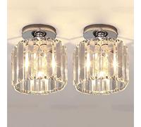 RBUDSPOLF Pendant Light Chandelier 2 Packs Ceiling Lamp Flush Mount Close to Ceiling Hanging Lighting Fixture, Vintage Lamps for Hallway Kitchen Bedroom, Suspended Lights/Chrome
