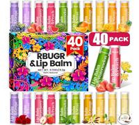 RBUGR - Pack of 39 Lip Balms, 12 Lip Balms with Pouring Flavour, Natural Lip Balm Set, Moisturising and Soothing Beeswax