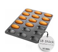 RBV Birkmann Easy Baking Bear Paw/Madeleine Tin 18 Way with Branded Non-Stick Coating with Recipes on Inside