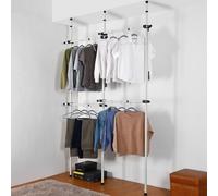 RBW2731: Double Telescopic 2-Tier Wardrobe Organiser - Adjustable 110-310cm H, 150-240cm W, 20kg per bar, White