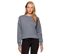 RBX Scuba Sweatshirt for Women, Cropped Crewneck Pullover Relaxed Ultra Soft Sporty Lightweight Long Sleeve Running Top, Blue Slate Heather, Medium