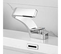 RBYRLDSTY Waterfall Bathroom Sink Faucet Basin Taps Bathroom Brass. Bathroom Waterfall Faucet Hot and Cold Mixing Faucet Basin Faucet-Golden(White Short)