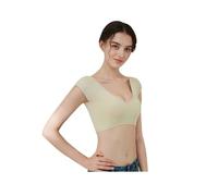 RBYSQP 2 in 1 Built-in Shoulder Pads Vests for Women, Shoulder Push-Up Pads Tank Top, Invisible Shoulder Pads Shirts,Beige,M