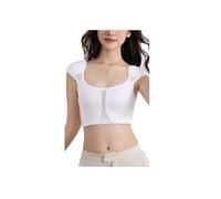 RBYSQP Women's Casual Sleeveless Shoulder Pads Vests, Slim Fit Crop Top Going Out Vest Tight Sleeveless Garment,White,L