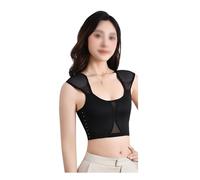 RBYSQP Women's Casual Sleeveless Shoulder Pads Vests, Slim Fit Crop Top Going Out Vest Tight Sleeveless Garment,Black,XL