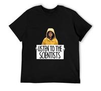 RBYSV PUTAIN Greta-Thunberg 'Listen to The Scientists' T-Shirt Men's Cotton Shirt Black Navy