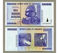 RBZ Collectibles Zimbabwe 10 Billion Dollars 2008 Toy Banknote, Adult Theme, Paper Material