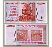 RBZ Collectibles Zimbabwe 5 Billion Dollars banknote AB/AA 2008 P84 UNC currency bill