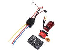 RC 4 Pole Brushless Motor, 3660 Brushless Motor ESC Programming Card 80A ESC Strong Torque for 1/8 Remote Control Car (4200KV)