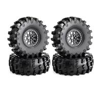 RC Accessories Compatible With Axial For SCX10 For Wraith For Capra RR10 For Traxxas For TRX4 2.2" Metal Beadlock Wheel Rim Tire Set 1/10 RC Crawler Car(Black)