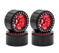 RC Accessory Compatible With Axial For SCX10 II III For Wraith For Capra RR10 RBX10 1/10 RC Crawler Car 4pcs Metal 2.2" Beadlock Wheel Rim Wheel Hub(Red)