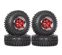 RC Accessory Compatible With TRX4M For SCX24 For AX24 For FCX24 1/18 1/24 RC Crawler Car Parts Accessories 4pcs 55mm 1.0" Metal Beadlock Wheel Tire Set(Red)