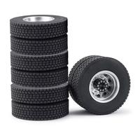 RC Accessory For Tamiya 4 Pcs 1/14th RC Car Tractor Truck Trailer Cargo Truck Wheels Parts Rear Wheel Rim Hub And Rubber Tires Kit