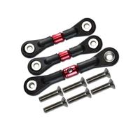 RC Adjustable Pull Rod For Tamiya For TT02 TT02T For TT01 TT01E TT01D 1/10 3pcs Alloy Adjustable Tie Rod Tie Links Steering Rods RC Crawler CarParts Replacement Use(Red)