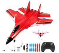 RC Aeroplane Beginner, 2.4 GHz Foam Remote Controlled Aeroplane Lightweight with LED Light, RC Tarpaulin with Remote Control and USB Charging for Beginners Adults (Red)