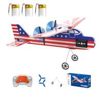 RC Airplane, 2.4GHz Remote Controlled Aircraft 2-Channel RTF with Gyro Stabilizer, LED Light Bar, 3 Spare Batteries, Flexible Material, Model Airplane Remote Controlled for Beginners, Children, Adults