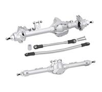 RC Axle Accessories For Axial For SCX10 II For Vanquish VS4-10 1/10 CNC Aluminum Front Rear Straight Axle Piece Construction Offset RC Crawler For Chassis(Silver,Front Rear)