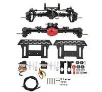 RC Axle Kit Front Rear CNC Differential Locking Portal Axles Set for Axial SCX10 I II III 90046 90047 1/10 RC Car Aluminum Alloy Heightened Widened Off Road Performance Upgrade (Black)