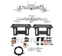 RC Axle Kit Front Rear CNC Differential Locking Portal Axles Set for Axial SCX10 I II III 90046 90047 1/10 RC Car Aluminum Alloy Heightened Widened Off Road Performance Upgrade (Silver)