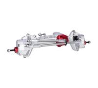 RC Axles Models For SCX10 1/10 RC Car Crawler Aluminum Offset Portal Axle With Constant Velocity Driveshift Dual Servo Mount Steering Rod(Silver,Front axle)