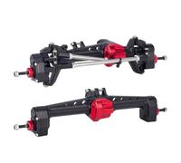 RC Axles Models For SCX10 1/10 RC Car Crawler Aluminum Offset Portal Axle With Constant Velocity Driveshift Dual Servo Mount Steering Rod(Black,Front Rear)