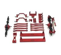 RC Axles Models For WPL C64 C64-1 1/16 RC Car Upgrade Metal Front And Rear Axle For Chassis Link Rod Pull Rod Mount Side Pedal Shock Mount Set(Red)