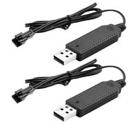 Rc Battery Charging Cable 2pcs Sm-2p Plug Usb Charging Cord 3.6v 3.7v for Lipo Rechargeable Charging Cable with Led Indicator for Remote Control Aircraft Drone Tank Trucks Trains Boat Toys