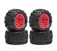 RC Beadlock Tires For Arrma For Typhon For Grom For Granite 1/18 4pcs 12mm Hex Wheel Tire Upgrade Parts Model Accessories RC Car Modified Replace(Red)