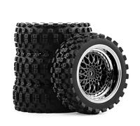 RC Beadlock Tires For Tamiya For TT01 For TT02 For Kyosho For Sakura D3 For Traxxas 4Tec 2.0 1/10 On Road Tires Wheel 12mm Hex Plastics Rims Touring Car(Black)