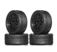RC Beadlock Tires For Tamiya For TT01 For TT02 XV01 For HPI For KYOSHO PTG2 For Traxxas For Racing 1/10 Tires And Plastic Wheels 12mm Hex Car RC On Road(Black)