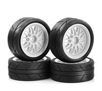 RC Beadlock Tires For Tamiya For TT01 For TT02 XV01 For HPI For KYOSHO PTG2 For Traxxas For Racing 1/10 Tires And Plastic Wheels 12mm Hex Car RC On Road(White)