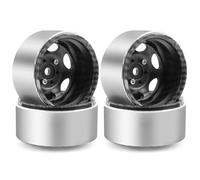 RC Beadlock Wheels Rims For Axial For SCX10 Pro For Capra For TRX4 D90 1/10 4pcs Metal Deep Dish 1.9" Beadlock Wheel Rim Negative Offset RC Car Parts(Black)