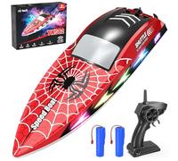 RC Boat for Kids with 7 LED Light Remote Control Boats 2.4Ghz for Pool Lakes,Waterproof,Demo Mode Low Battery/Out of Range Alarm,20KMH Two Batteries 40 Minutes Auto Paring Summer Toys & Gifts