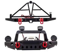 Rc Bumpers Compatible With TRX-4 For Defender For Axial For SCX10 For SCX10 II III 90046 90047 AX103007 1/10 RC Crawler Metal Front Bumper Upgrade Parts(Front and Rear)