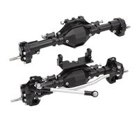 RC Car Accessories Compatible With Axial For SCX10 II 90046 90047 V2 For Wrangler Aluminum Alloy CNC Front Rear Portal Axle Diff Locked Portals 1/10 RC Car(Black)