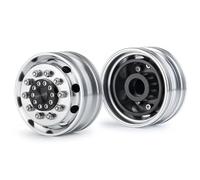RC Car Accessories Compatible With Tamiya 1/14 RC Trailer Tractor Truck Crawler Car Upgrade Parts 2Pcs Metal Front Wheel Hub Wheel Rim 10 Spoke