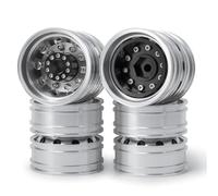 RC Car Accessories Compatible With Tamiya 1/14 RC Truck Trailer Tractor Car Tires 4PCS Front Rear Wheel Rim Hubs Rubber Tyres With Foam Inserts(Rear Wheel Rim)