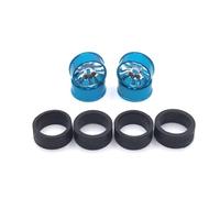 RC Car Accessories Compatible With WLtoys 284131 K969 K989 P929 IW02 For Mini-Z Q D 1/28 RC Car Upgrade Parts Metal Drift Wheel Hub Rubber Tire(Blue)