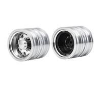 RC Car Accessories For Tamiya 1/14 Front Rear Rubber Tires Aluminum Wheel Rims RC Trailer Tractor Truck Car Upgrade Parts Modification Accessories(Rear Rims 2pcs)