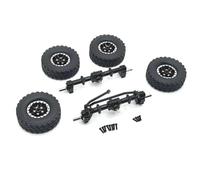 RC Car Accessories Spare Compatible With MN78 For MN82 For MN99S For MN98 1/12 RC Car Parts Accessories Metal Front And Rear Portal Axle Beadlock Wheel Tire Set(Black)