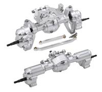 RC Car Axle Parts Compatible With Ascent-18 1/18 RC Crawler Car Upgrade Parts Aluminum Front Rear Portal Axle Complete Axles Set With Servo Mount(Silver,1Set)