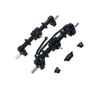 RC car Components Compatible With WPL C14 C24 C34 B14 B24 1/16 RC Car Upgrade Parts Front Rear Portal Bridge Axle Differential Assembly Kit(Black)