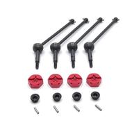 Rc Car DriveShafts Compatible With Wltoys 144001 144002 144010 124007 124016 124019 RC Car Upgrade Parts 4pcs Metal Drive Shaft And Wheel Hex Connectors(Red)