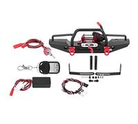 RC Car Front Bumper with Winch, Aluminum Alloy Front Bumper with Winch Wireless Remote Controller for RC Car Crawler Upgrade Part