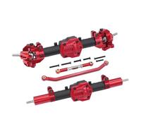 RC Car Front Rear Axle Set For MN86 For MN128 G500 MN86K MN86KS MN86S 1/12 Complete Front Rear Differential Straight Axle With Diff Gear Rc Crawler Car Upgrade(Black Red,Set)