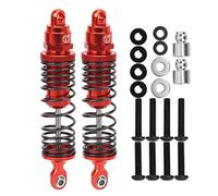 RC Car Front Shock Damper 95mm Aluminum Alloy Upgrade Performance Shock Absorber for TRXXAS SLASH 2WD 1/10 Scale Remote Control Vehicles Durable Vibration Reduction System 2PCS Set (Red R)