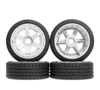 RC Car Models Parts For MJX For Hyper Go For KM For Rally WRC Citron C3 7303 7304 For FS For Racing 1/7 1/8 4pcs RC Off-Road For Buggy Tires Wheel Hex(Silver)