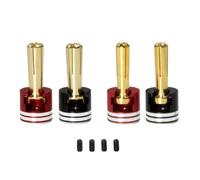 RC Car Parts 4pcs/set Welding-free Hard Shell Metal Heatsink Bullet Plugs & Grips 4mm/5mm Set For 1/10 Off-Road Truck RC Car Upgrade Parts(4mm)